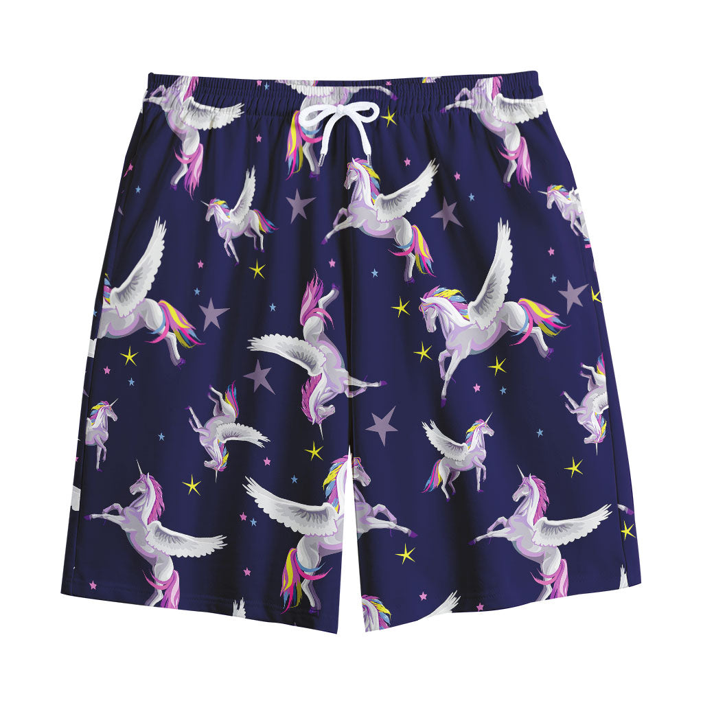 Night Winged Unicorn Pattern Print Cotton Shorts