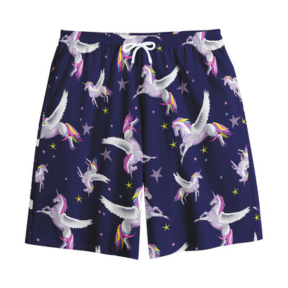 Night Winged Unicorn Pattern Print Cotton Shorts