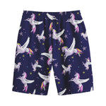 Night Winged Unicorn Pattern Print Cotton Shorts