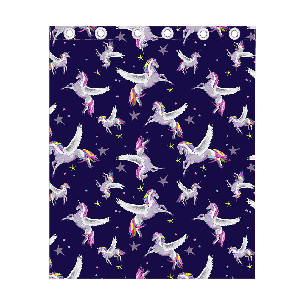 Night Winged Unicorn Pattern Print Curtain