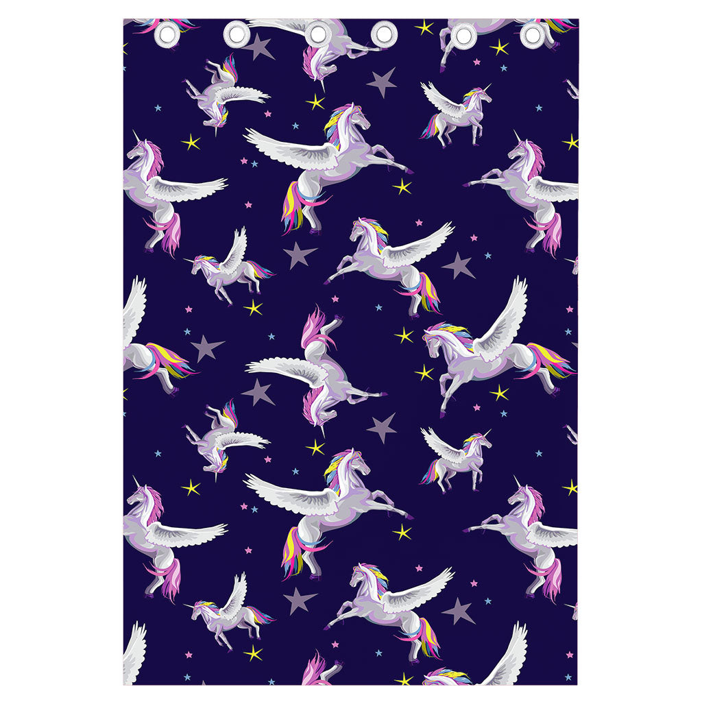 Night Winged Unicorn Pattern Print Curtain