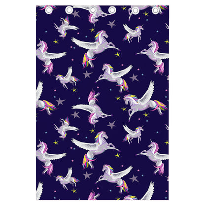 Night Winged Unicorn Pattern Print Curtain