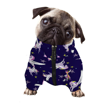 Night Winged Unicorn Pattern Print Dog Zip Up Jacket