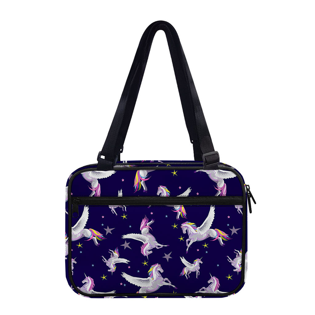 Night Winged Unicorn Pattern Print Double Strap Bible Bag