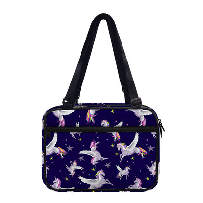 Night Winged Unicorn Pattern Print Double Strap Bible Bag