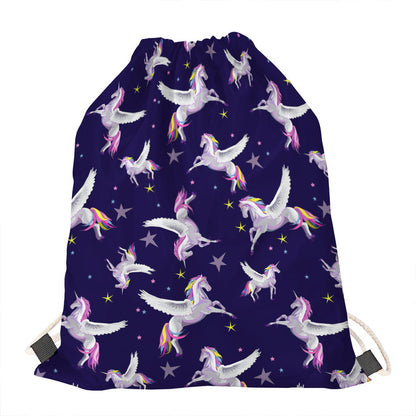 Night Winged Unicorn Pattern Print Drawstring Bag