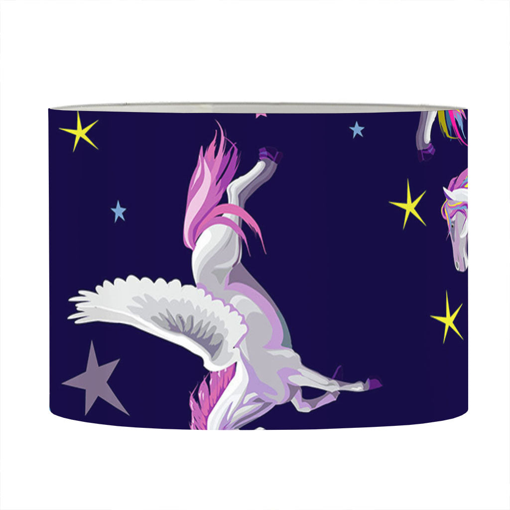 Night Winged Unicorn Pattern Print Drum Lamp Shade
