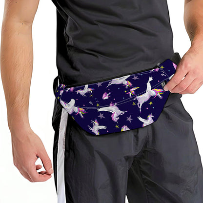 Night Winged Unicorn Pattern Print Fanny Pack