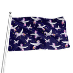 Night Winged Unicorn Pattern Print Flag