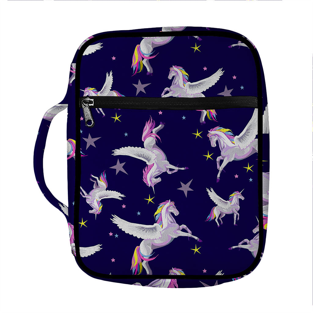 Night Winged Unicorn Pattern Print Front Pocket Bible Bag