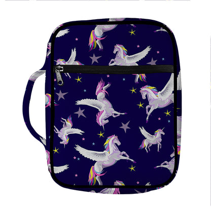 Night Winged Unicorn Pattern Print Front Pocket Bible Bag