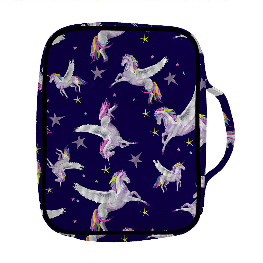 Night Winged Unicorn Pattern Print Front Pocket Bible Bag