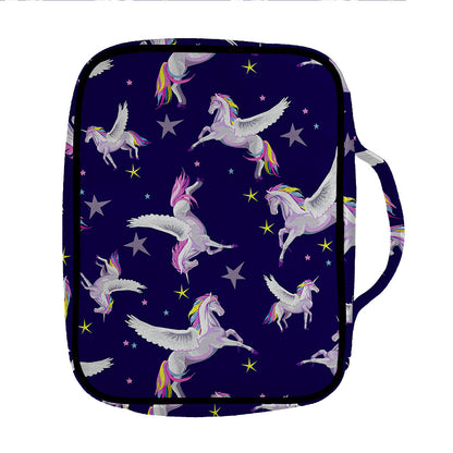Night Winged Unicorn Pattern Print Front Pocket Bible Bag