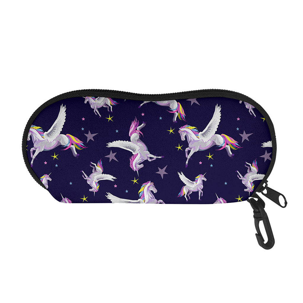 Night Winged Unicorn Pattern Print Glasses Case