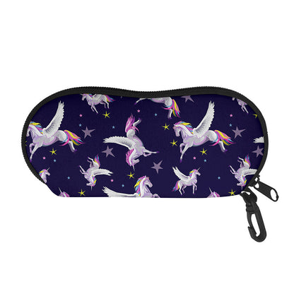 Night Winged Unicorn Pattern Print Glasses Case