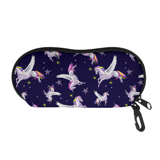 Night Winged Unicorn Pattern Print Glasses Case