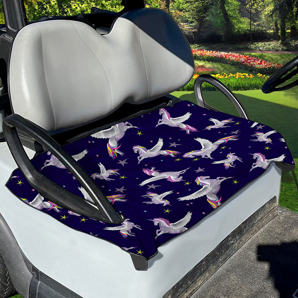 Night Winged Unicorn Pattern Print Golf Cart Seat Cover