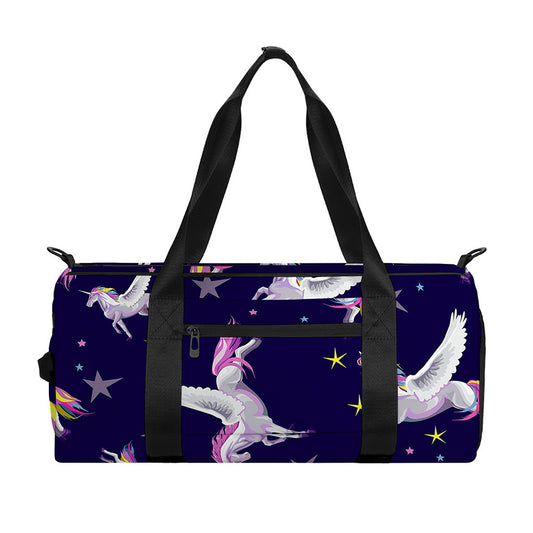 Night Winged Unicorn Pattern Print Gym Bag