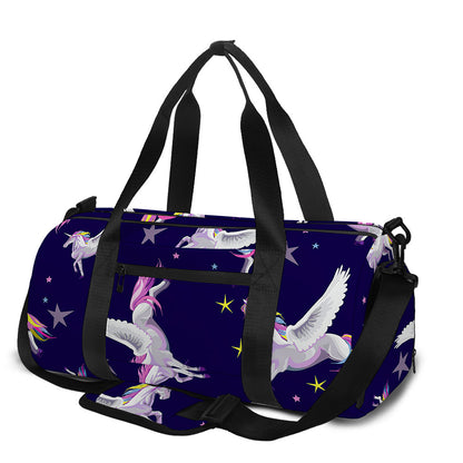 Night Winged Unicorn Pattern Print Gym Bag