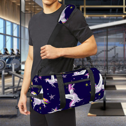 Night Winged Unicorn Pattern Print Gym Bag