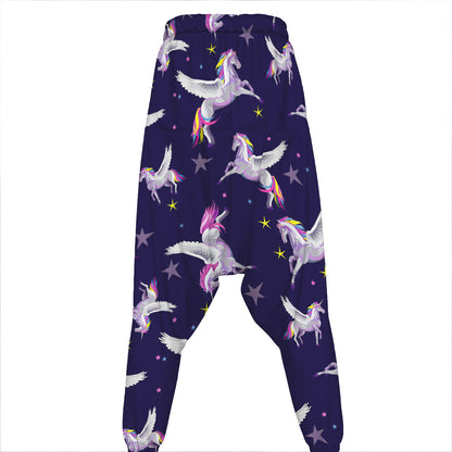 Night Winged Unicorn Pattern Print Hammer Pants