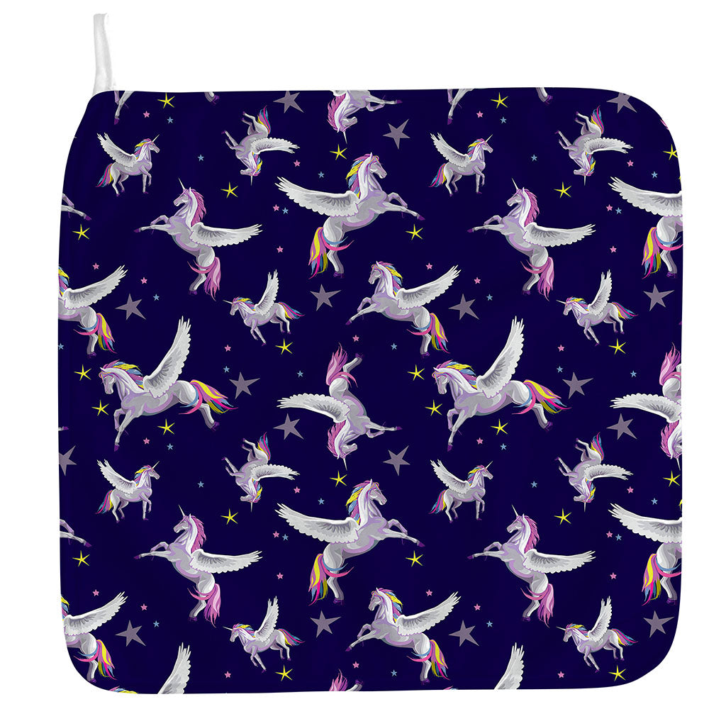Night Winged Unicorn Pattern Print Hand Towel