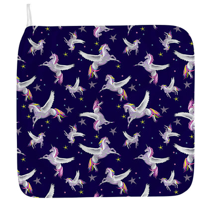Night Winged Unicorn Pattern Print Hand Towel