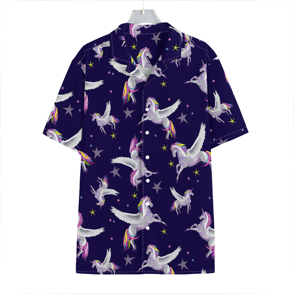 Night Winged Unicorn Pattern Print Hawaiian Shirt