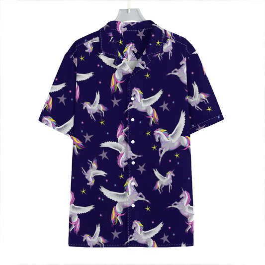 Night Winged Unicorn Pattern Print Hawaiian Shirt