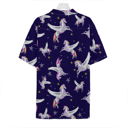 Night Winged Unicorn Pattern Print Hawaiian Shirt