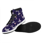 Night Winged Unicorn Pattern Print High Top Leather Sneakers