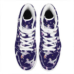 Night Winged Unicorn Pattern Print High Top Leather Sneakers