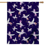 Night Winged Unicorn Pattern Print House Flag