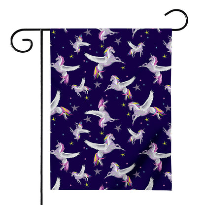 Night Winged Unicorn Pattern Print House Flag