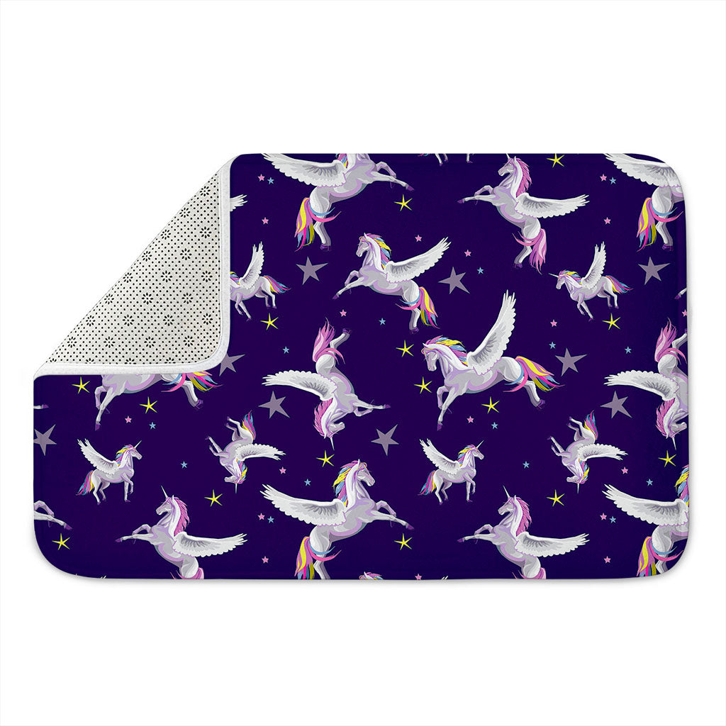 Night Winged Unicorn Pattern Print Indoor Door Mat