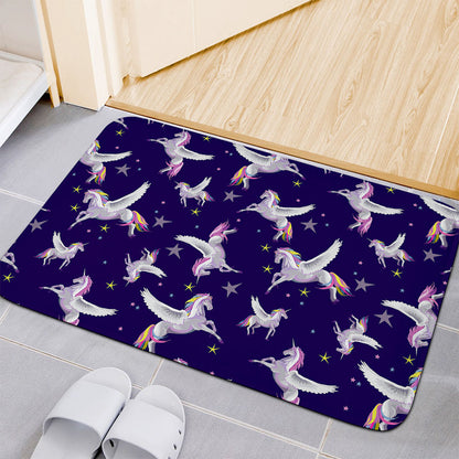 Night Winged Unicorn Pattern Print Indoor Door Mat