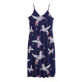 Night Winged Unicorn Pattern Print Jersey Midi Cami Dress