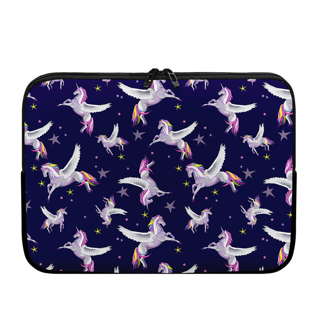Night Winged Unicorn Pattern Print Laptop Sleeve