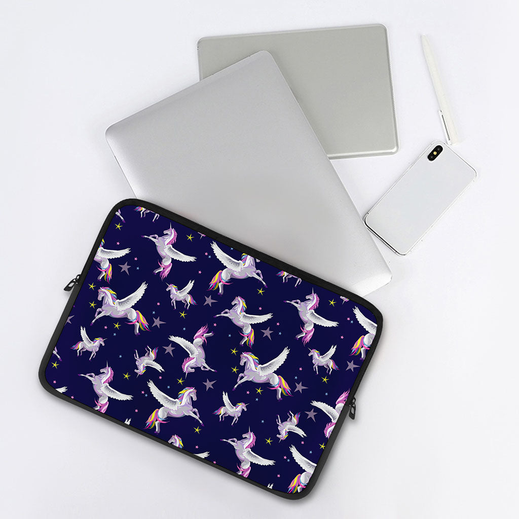 Night Winged Unicorn Pattern Print Laptop Sleeve