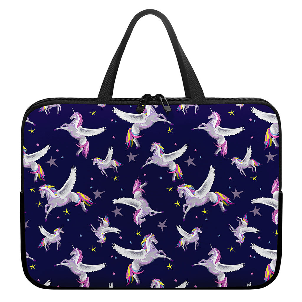 Night Winged Unicorn Pattern Print Laptop Sleeve With Handle