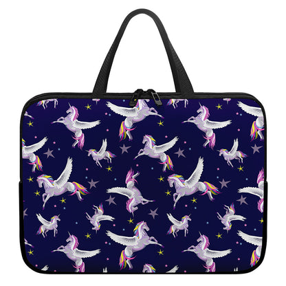 Night Winged Unicorn Pattern Print Laptop Sleeve With Handle