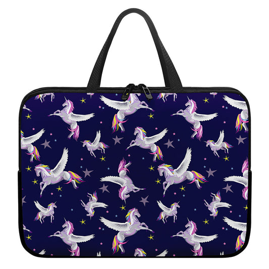 Night Winged Unicorn Pattern Print Laptop Sleeve With Handle