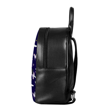 Night Winged Unicorn Pattern Print Leather Backpack