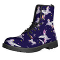 Night Winged Unicorn Pattern Print Lace-Up Boots