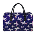 Night Winged Unicorn Pattern Print Leather Duffel Bag