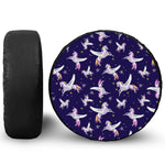 Night Winged Unicorn Pattern Print Leather Spare Tire Cover