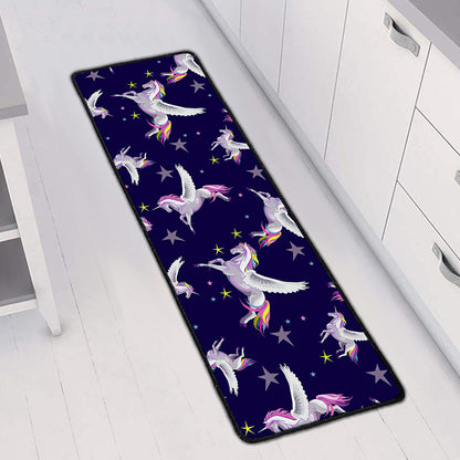Night Winged Unicorn Pattern Print Long Kitchen Mat