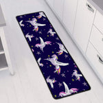 Night Winged Unicorn Pattern Print Long Kitchen Mat