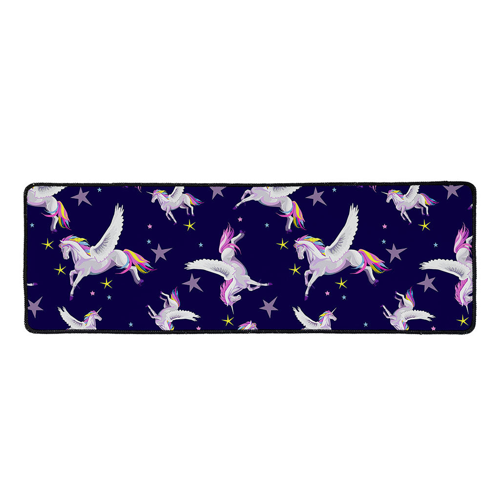 Night Winged Unicorn Pattern Print Long Kitchen Mat