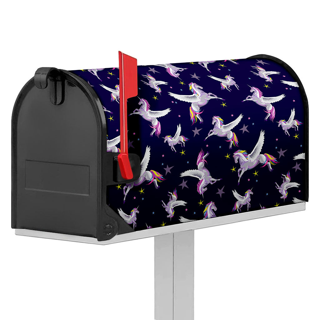 Night Winged Unicorn Pattern Print Mailbox Cover